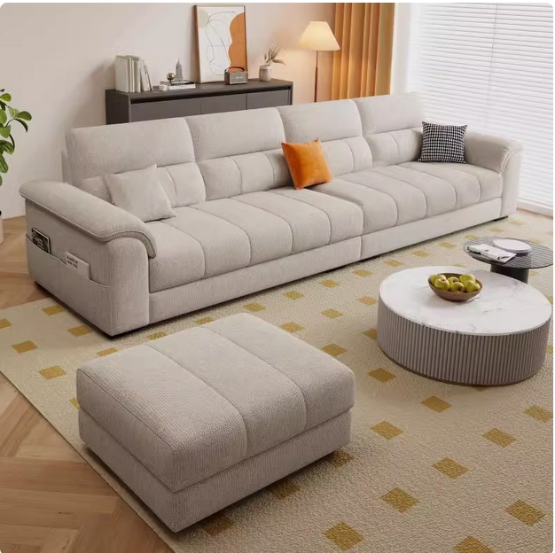 2025年新款法式奶油风科技布艺小户型沙发客厅现代简约直排三人位